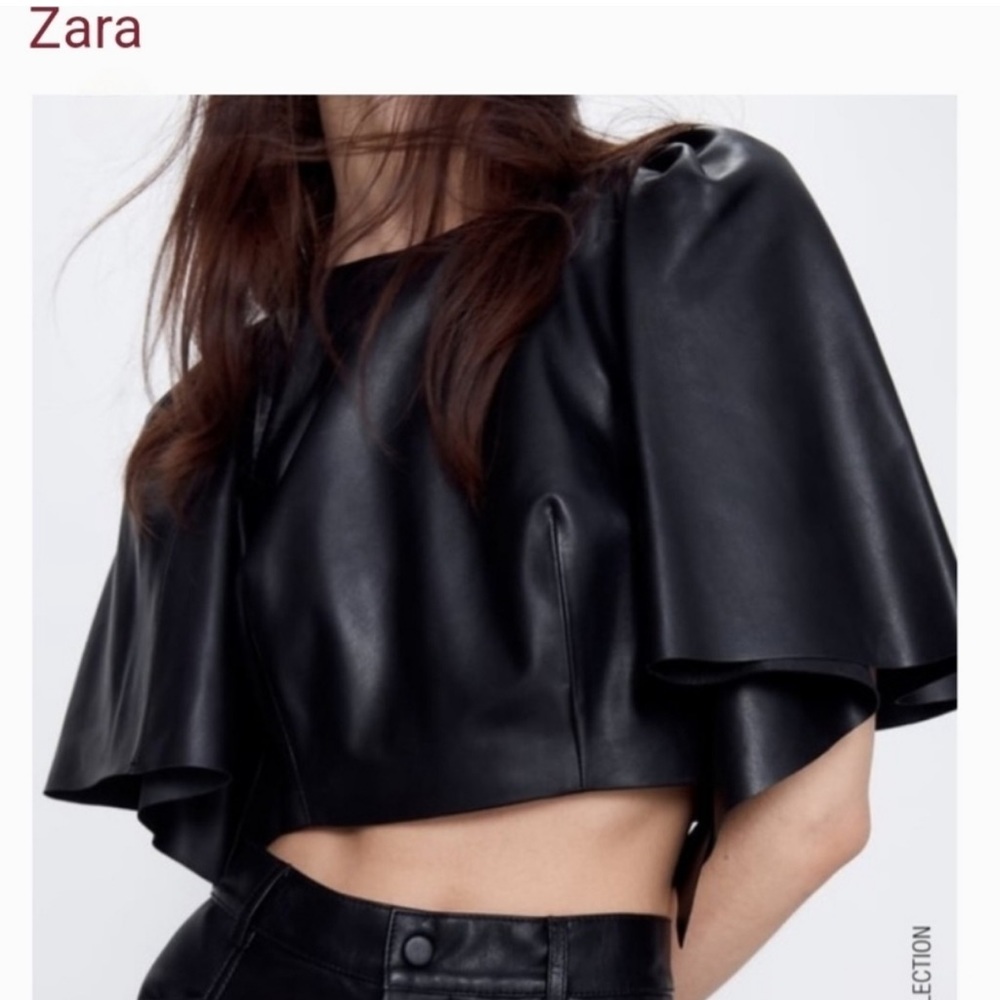 Zara TRF Capsule collection Voluminous pleated leather butterfly Sleeve .